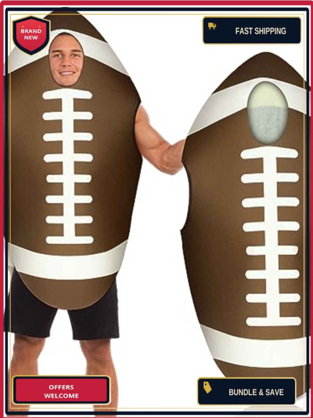 Felt Football Costume Adult Cosplay Halloween Pullover Rugby Suit